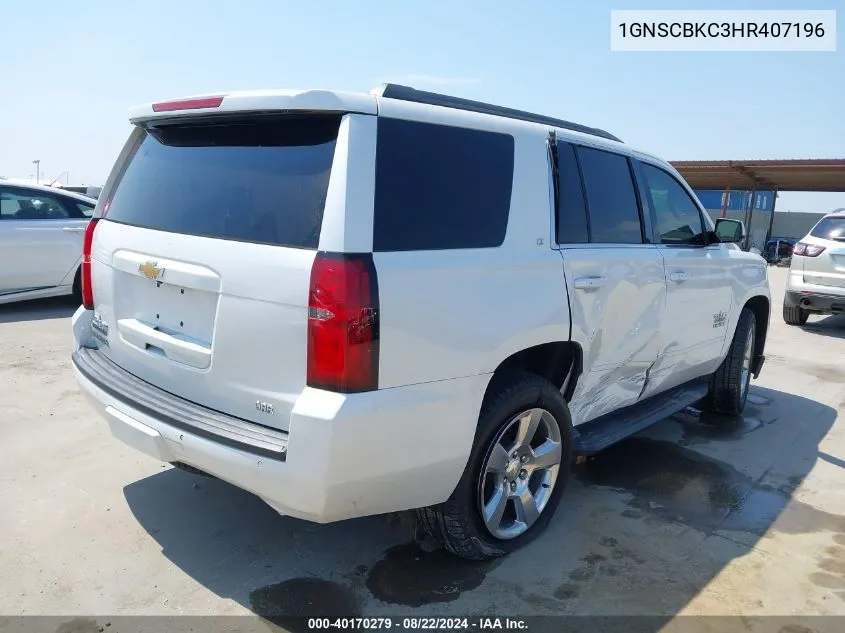 2017 Chevrolet Tahoe Lt VIN: 1GNSCBKC3HR407196 Lot: 40170279