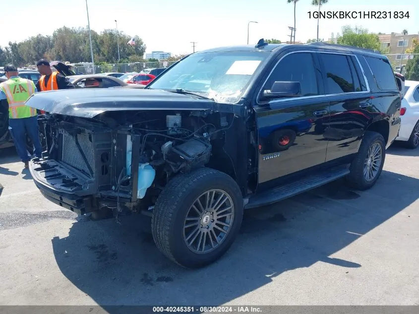 2017 Chevrolet Tahoe Lt VIN: 1GNSKBKC1HR231834 Lot: 40245351