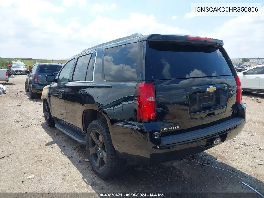 2017 Chevrolet Tahoe C1500 Ls VIN: 1GNSCAKC0HR350806 Lot: 40270671