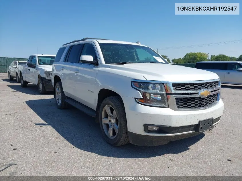 2017 Chevrolet Tahoe Lt VIN: 1GNSKBKCXHR192547 Lot: 40287931