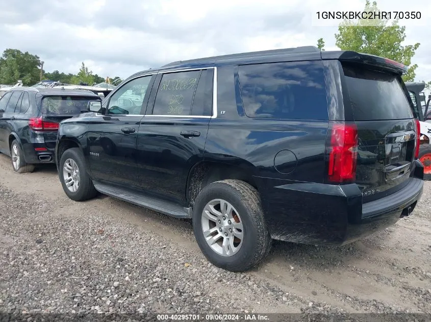 2017 Chevrolet Tahoe Lt VIN: 1GNSKBKC2HR170350 Lot: 40295701