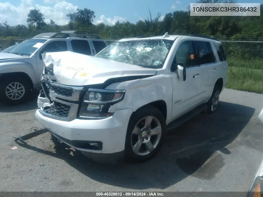 2017 Chevrolet Tahoe Lt VIN: 1GNSCBKC3HR386432 Lot: 40329012