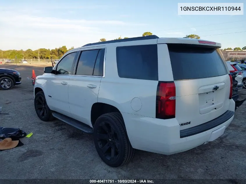 2017 Chevrolet Tahoe Lt VIN: 1GNSCBKCXHR110944 Lot: 40471751