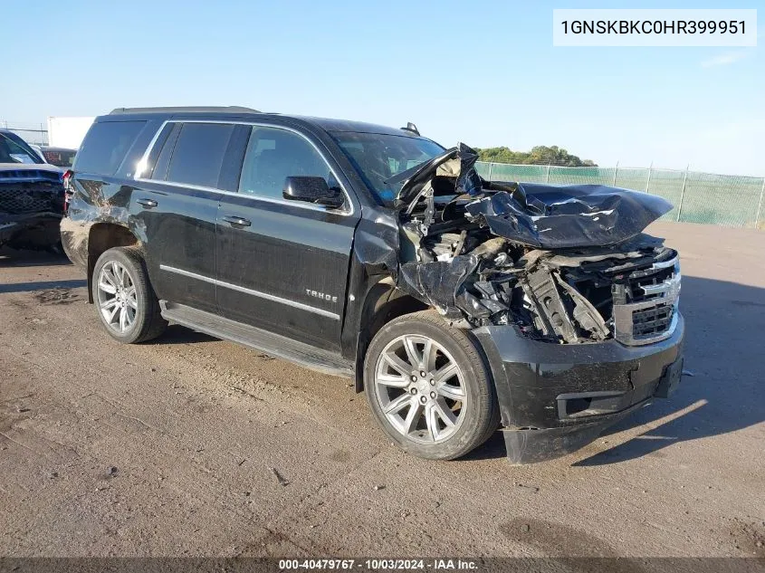 2017 Chevrolet Tahoe Lt VIN: 1GNSKBKC0HR399951 Lot: 40479767