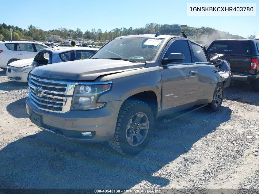 2017 Chevrolet Tahoe Lt VIN: 1GNSKBKCXHR403780 Lot: 40543130