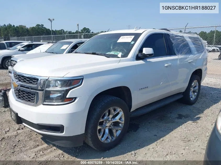 2017 Chevrolet Tahoe Lt VIN: 1GNSCBKC1HR188027 Lot: 40575259