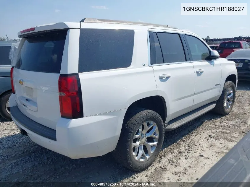 2017 Chevrolet Tahoe Lt VIN: 1GNSCBKC1HR188027 Lot: 40575259