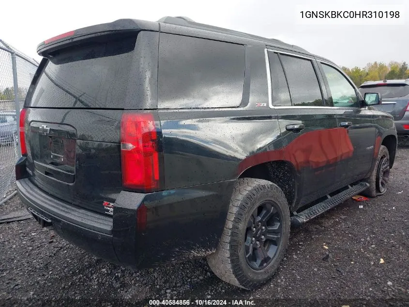 2017 Chevrolet Tahoe Lt VIN: 1GNSKBKC0HR310198 Lot: 40584856