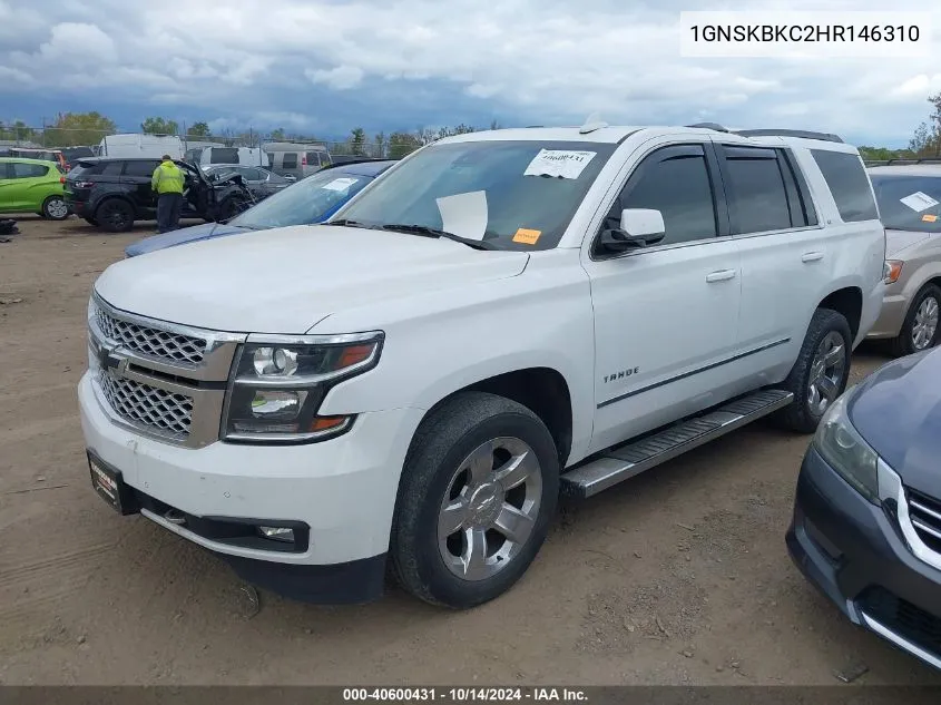 2017 Chevrolet Tahoe Lt VIN: 1GNSKBKC2HR146310 Lot: 40600431