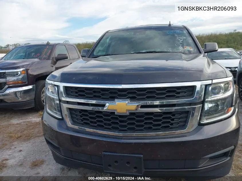 2017 Chevrolet Tahoe Lt VIN: 1GNSKBKC3HR206093 Lot: 40602629