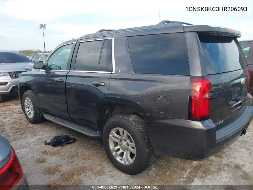 2017 Chevrolet Tahoe Lt VIN: 1GNSKBKC3HR206093 Lot: 40602629