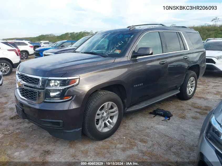 2017 Chevrolet Tahoe Lt VIN: 1GNSKBKC3HR206093 Lot: 40602629