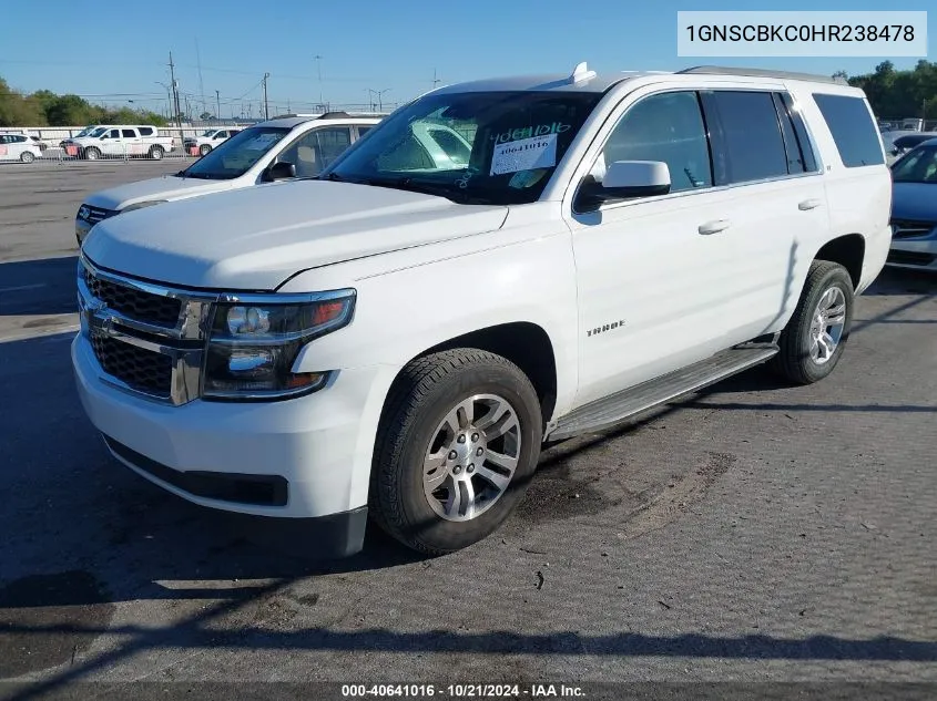 2017 Chevrolet Tahoe C1500 Lt VIN: 1GNSCBKC0HR238478 Lot: 40641016