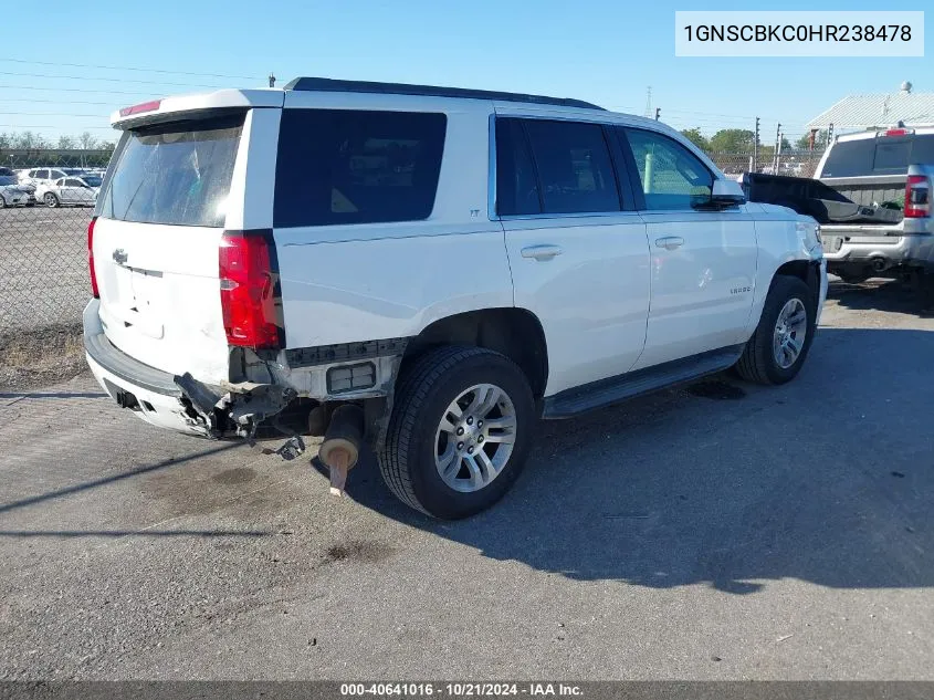 2017 Chevrolet Tahoe C1500 Lt VIN: 1GNSCBKC0HR238478 Lot: 40641016