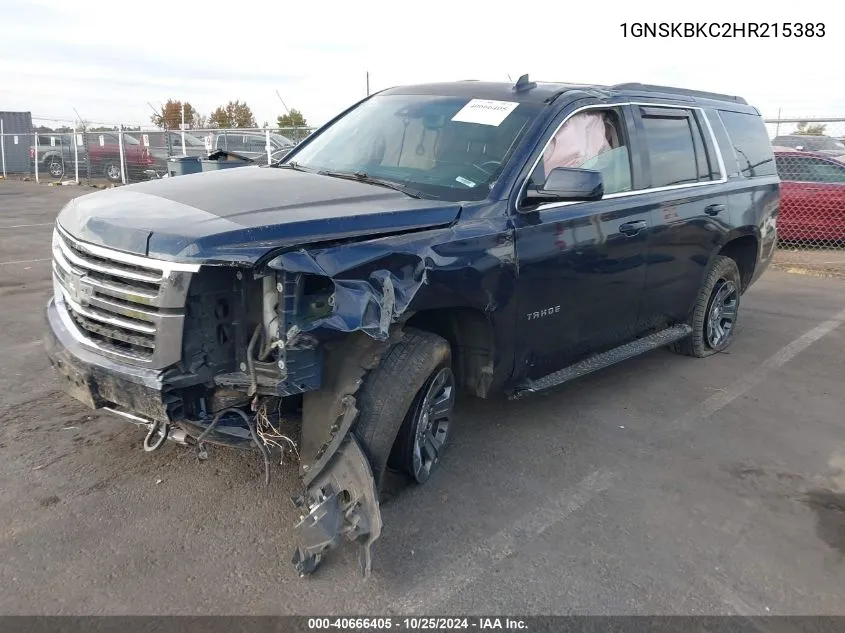 2017 Chevrolet Tahoe Lt VIN: 1GNSKBKC2HR215383 Lot: 40666405