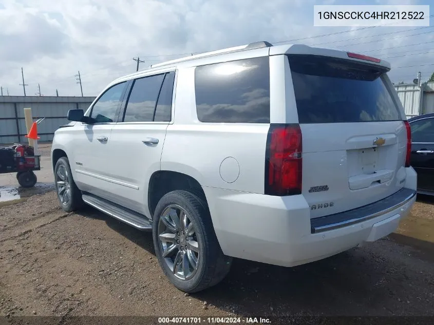 2017 Chevrolet Tahoe Premier VIN: 1GNSCCKC4HR212522 Lot: 40741701