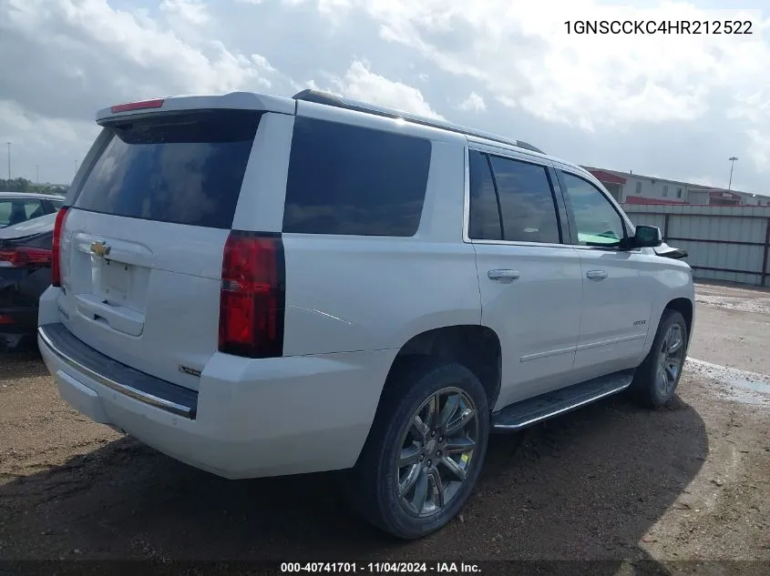 2017 Chevrolet Tahoe Premier VIN: 1GNSCCKC4HR212522 Lot: 40741701