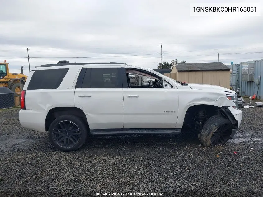 2017 Chevrolet Tahoe Lt VIN: 1GNSKBKC0HR165051 Lot: 40761040