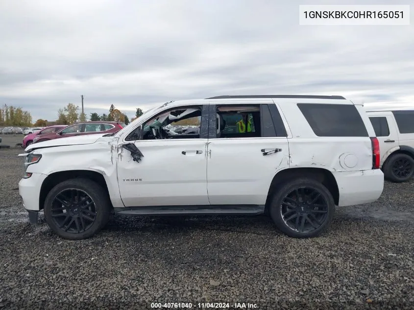 2017 Chevrolet Tahoe Lt VIN: 1GNSKBKC0HR165051 Lot: 40761040