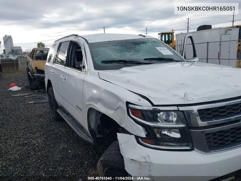 2017 Chevrolet Tahoe Lt VIN: 1GNSKBKC0HR165051 Lot: 40761040