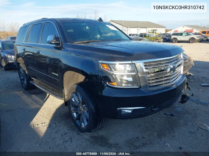 2017 Chevrolet Tahoe Premier VIN: 1GNSKCKC0HR310742 Lot: 40776569