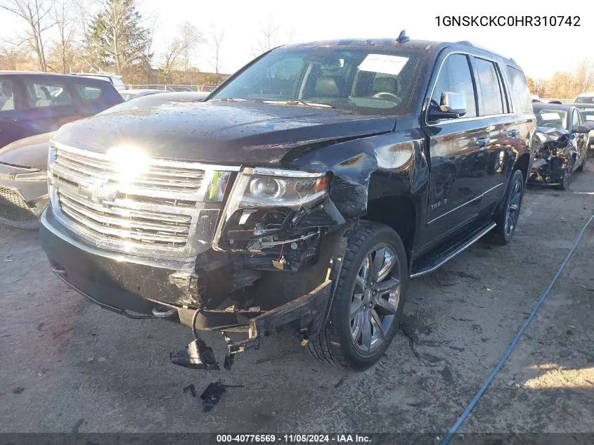 2017 Chevrolet Tahoe Premier VIN: 1GNSKCKC0HR310742 Lot: 40776569