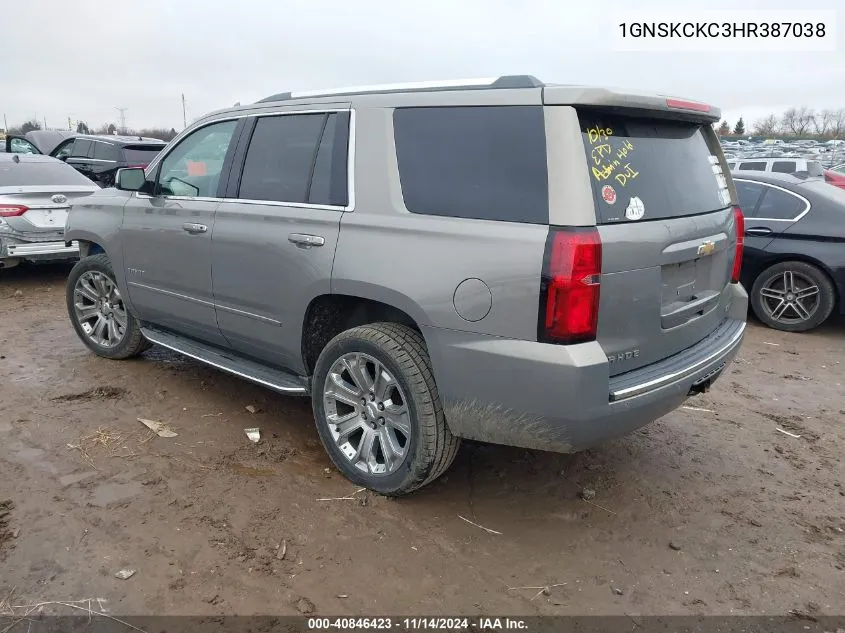 2017 Chevrolet Tahoe Premier VIN: 1GNSKCKC3HR387038 Lot: 40846423