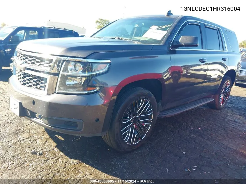 2017 Chevrolet Tahoe Commercial Fleet VIN: 1GNLCDEC1HR316004 Lot: 40868605