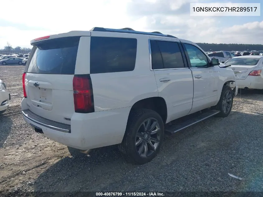 2017 Chevrolet Tahoe Premier VIN: 1GNSKCKC7HR289517 Lot: 40876799