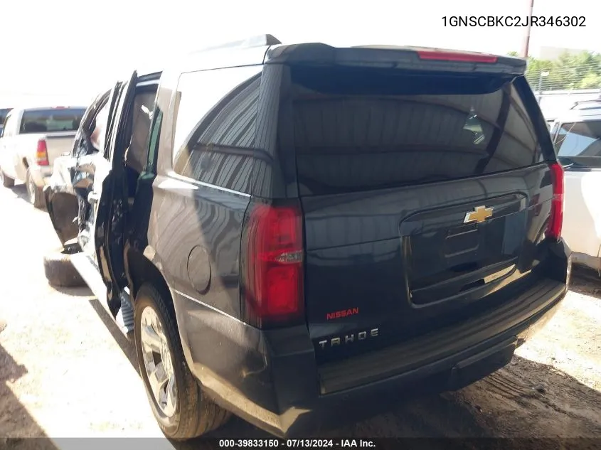 1GNSCBKC2JR346302 2018 Chevrolet Tahoe Lt