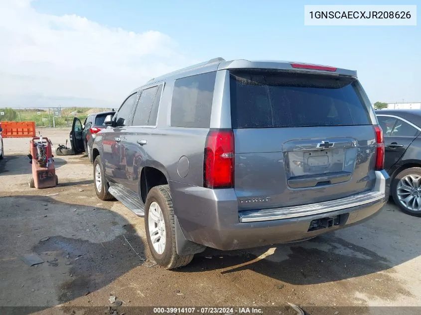 1GNSCAECXJR208626 2018 Chevrolet Tahoe Ls