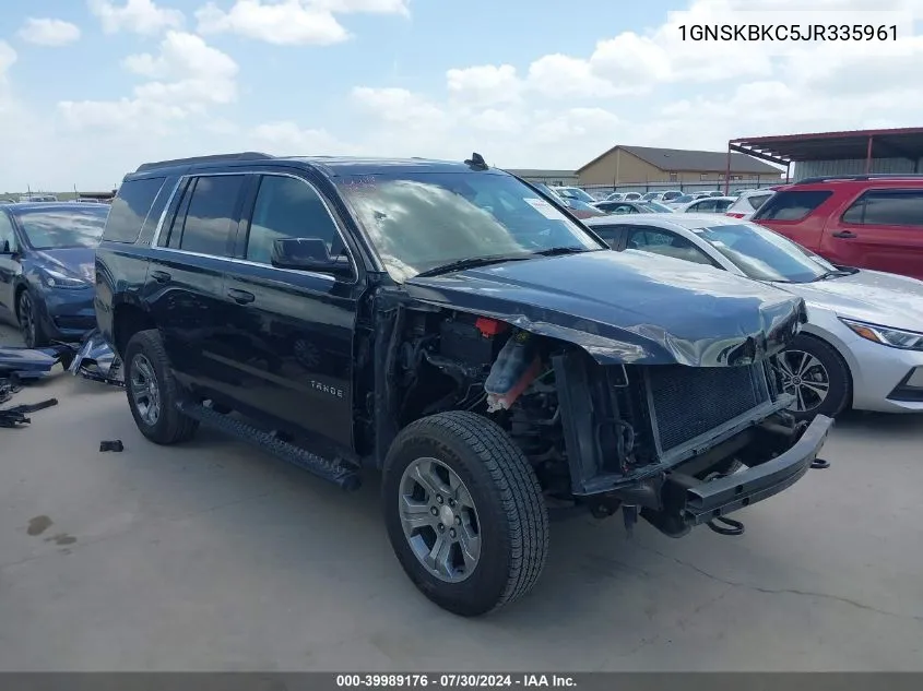 2018 Chevrolet Tahoe Lt VIN: 1GNSKBKC5JR335961 Lot: 39989176