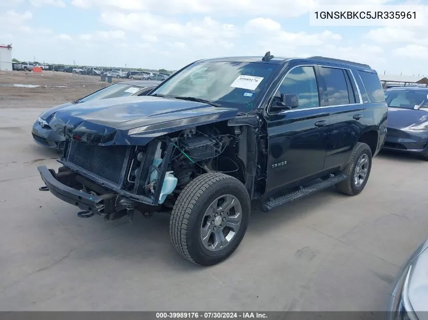 2018 Chevrolet Tahoe Lt VIN: 1GNSKBKC5JR335961 Lot: 39989176