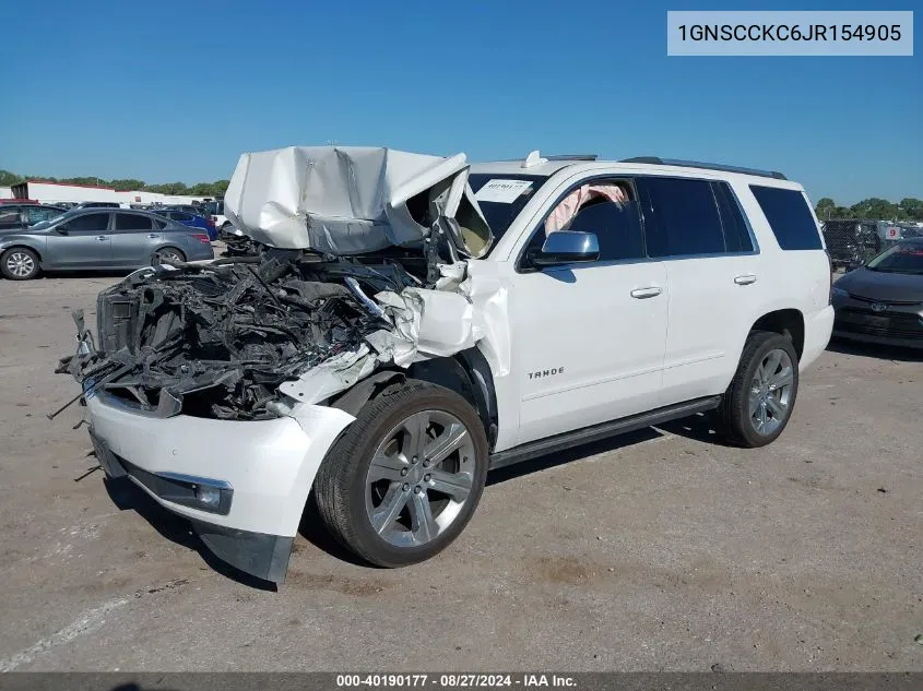 2018 Chevrolet Tahoe Premier VIN: 1GNSCCKC6JR154905 Lot: 40190177