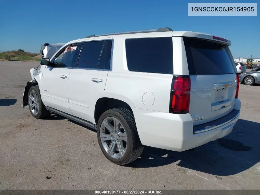 2018 Chevrolet Tahoe Premier VIN: 1GNSCCKC6JR154905 Lot: 40190177