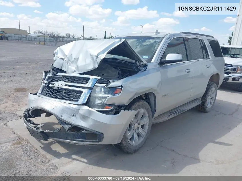 2018 Chevrolet Tahoe Lt VIN: 1GNSCBKC2JR111429 Lot: 40333760