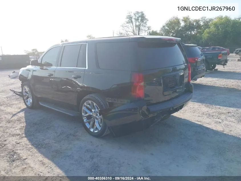 2018 Chevrolet Tahoe Commercial Fleet VIN: 1GNLCDEC1JR267960 Lot: 40356310