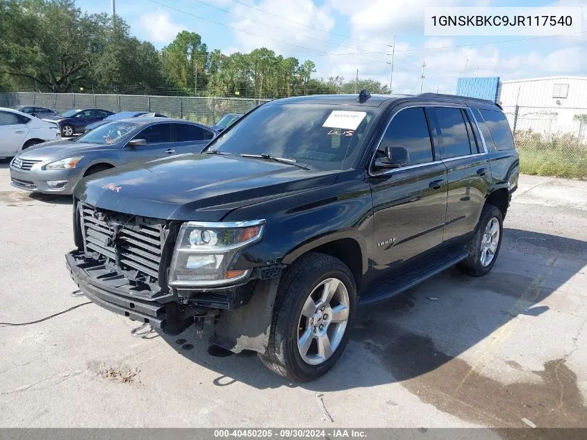 2018 Chevrolet Tahoe K1500 Lt VIN: 1GNSKBKC9JR117540 Lot: 40450205