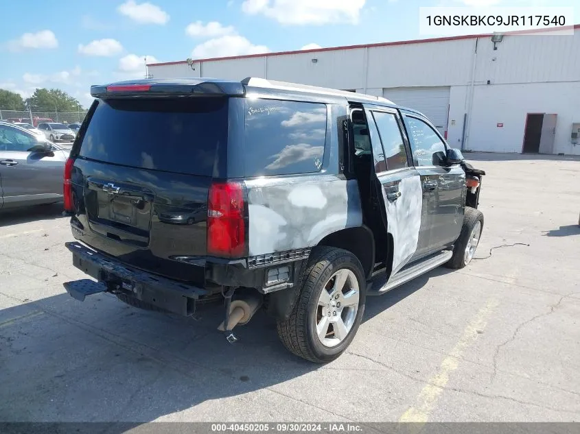 2018 Chevrolet Tahoe K1500 Lt VIN: 1GNSKBKC9JR117540 Lot: 40450205