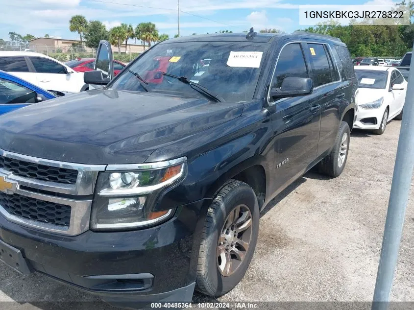 2018 Chevrolet Tahoe Lt VIN: 1GNSKBKC3JR278322 Lot: 40485364