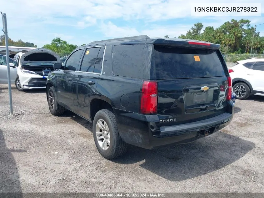 2018 Chevrolet Tahoe Lt VIN: 1GNSKBKC3JR278322 Lot: 40485364