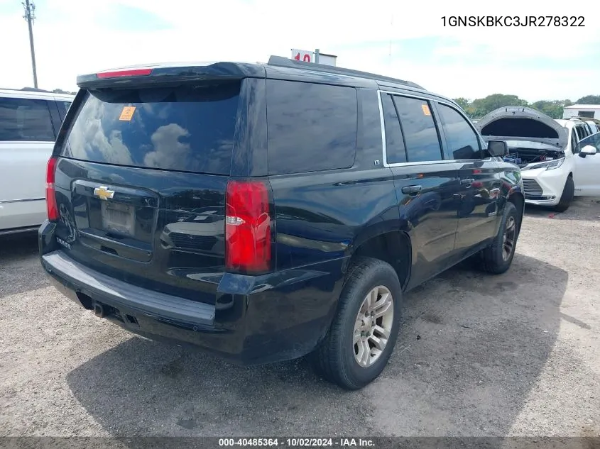 2018 Chevrolet Tahoe Lt VIN: 1GNSKBKC3JR278322 Lot: 40485364