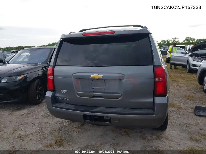 2018 Chevrolet Tahoe Ls VIN: 1GNSCAKC2JR167333 Lot: 40492204