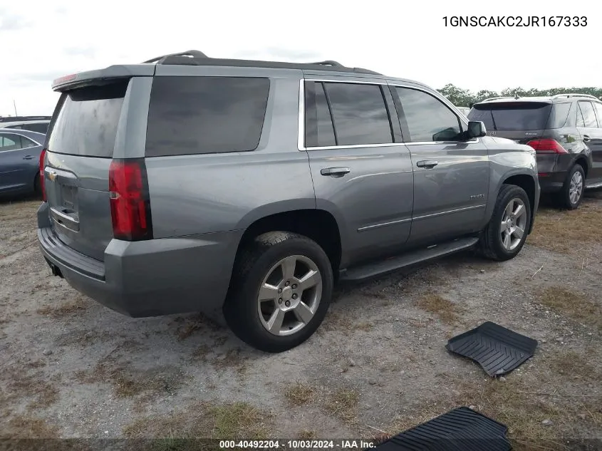 2018 Chevrolet Tahoe Ls VIN: 1GNSCAKC2JR167333 Lot: 40492204