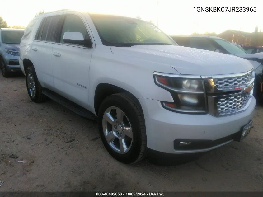 1GNSKBKC7JR233965 2018 Chevrolet Tahoe K1500 Lt