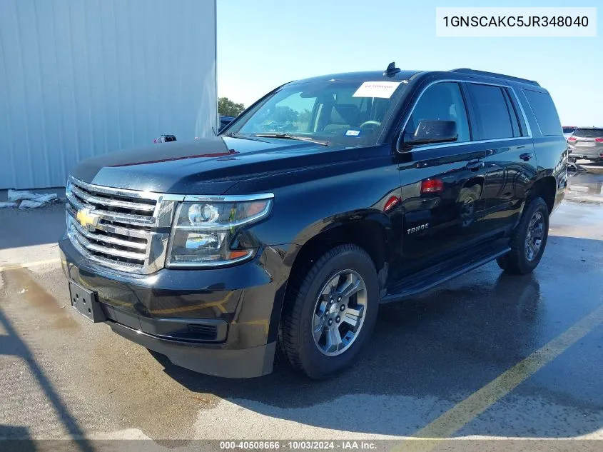 2018 Chevrolet Tahoe Ls VIN: 1GNSCAKC5JR348040 Lot: 40508666