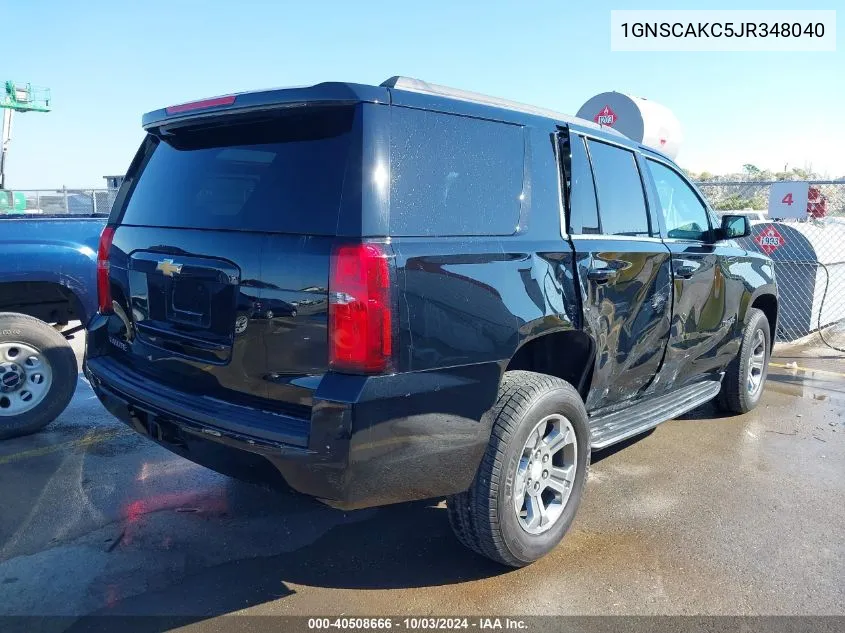 2018 Chevrolet Tahoe Ls VIN: 1GNSCAKC5JR348040 Lot: 40508666