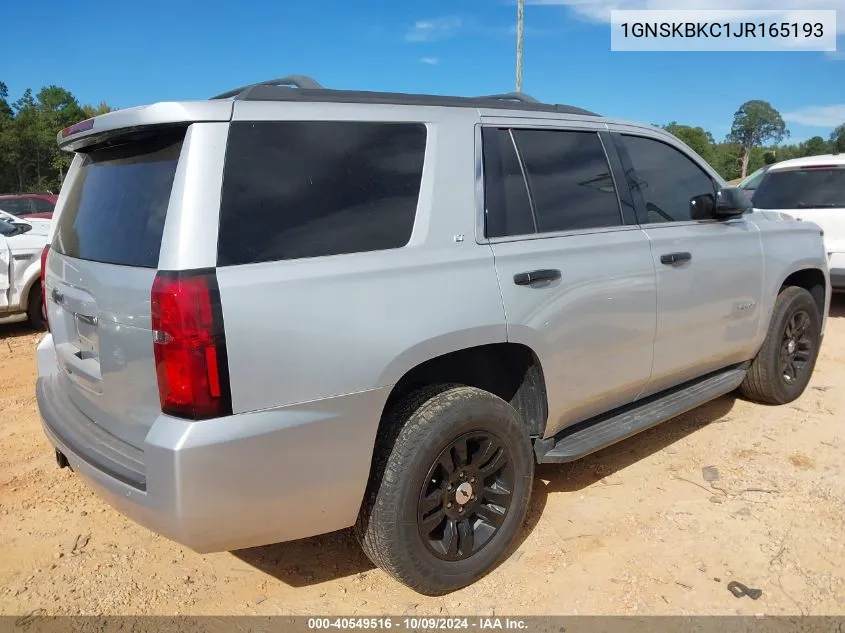 2018 Chevrolet Tahoe Lt VIN: 1GNSKBKC1JR165193 Lot: 40549516