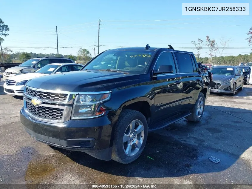 2018 Chevrolet Tahoe Lt VIN: 1GNSKBKC7JR258333 Lot: 40593156