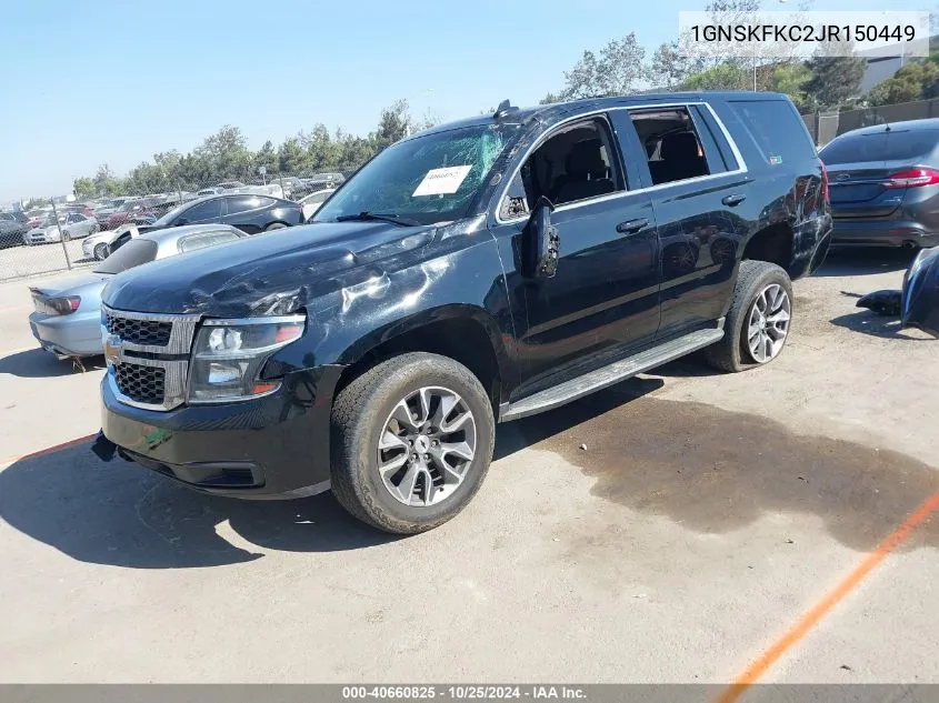 2018 Chevrolet Tahoe Commercial Fleet VIN: 1GNSKFKC2JR150449 Lot: 40660825